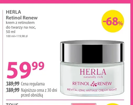 Retinol Renew krem z retinolem do twarzy na noc Herla promocja w Hebe