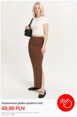 Spódnica damska dopasowana gładka midi Cropp promocja w Cropp