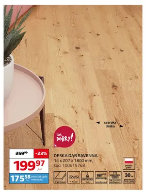 Deska Dąb Ravenna 14x207x1800 mm Barlinek promocja w Komfort