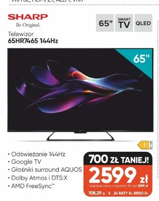 Telewizor SHARP 65HR7465 144Hz 65" promocja w Max Elektro