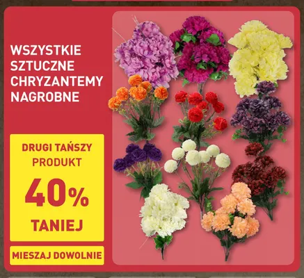 Sztuczne chryzantemy nagrobne promocja w Aldi