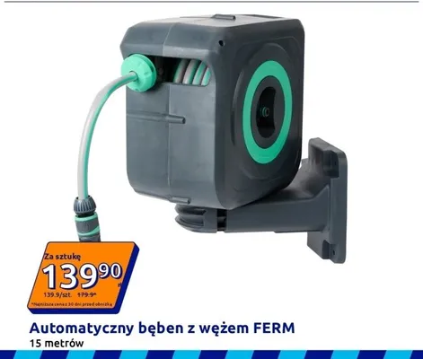 Automatyczny bęben z wężem FERM 15 metrów promocja w Action