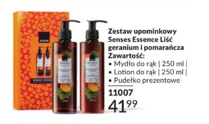 Zestaw upominkowy Avon Senses Essence Liść geranium i pomarańcza promocja w AVON