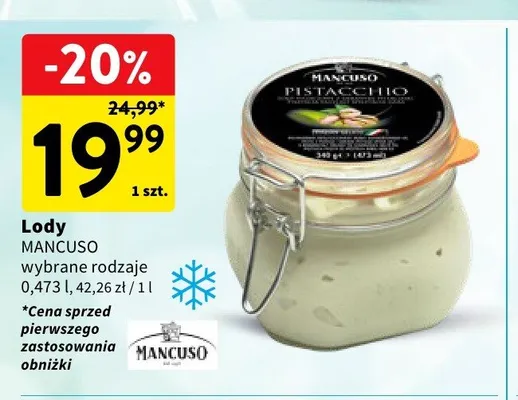 Lody Mancuso Pistacchio promocja w Intermarche