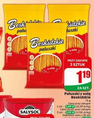 Paluszki z solą Beskidzkie promocja w Dino