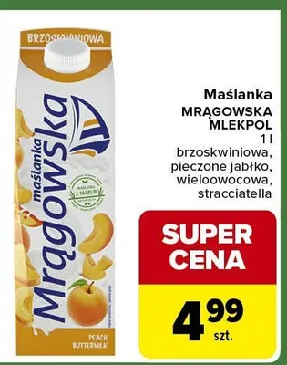 Maślanka MRĄGOWSKA MLEKPOL brzoskwiniowa promocja w Carrefour Express
