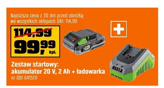 Zestaw startowy: akumulator 20V 2Ah + ładowarka LUX-TOOLS promocja w OBI