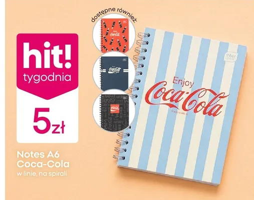 Notes A6 Coca-Cola w linie na spirali promocja w Pepco