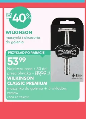 Zestaw maszynka do golenia Wilkinson Classic Premium + 5 wkładów promocja w Super-Pharm