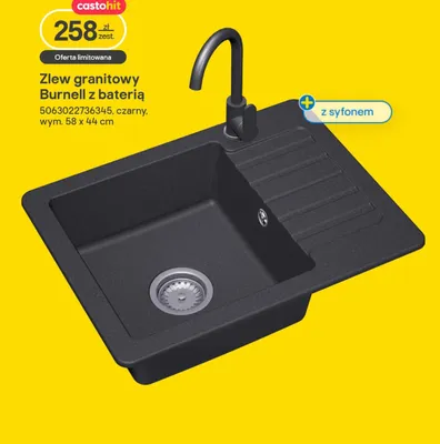 Zlew granitowy Burnell z baterią promocja w Castorama