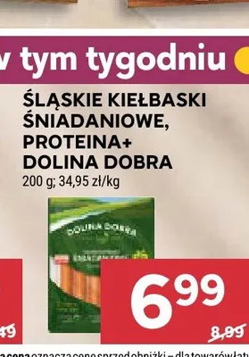 Śląskie kiełbaski śniadaniowe Proteina+ Dolina Dobra promocja w Stokrotka