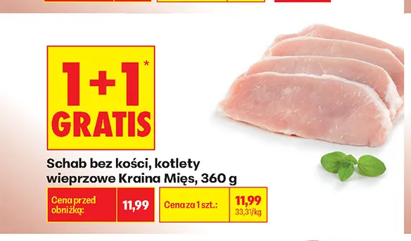 Schab bez kości kotlety wieprzowe Kraina Mięs promocja w Biedronka
