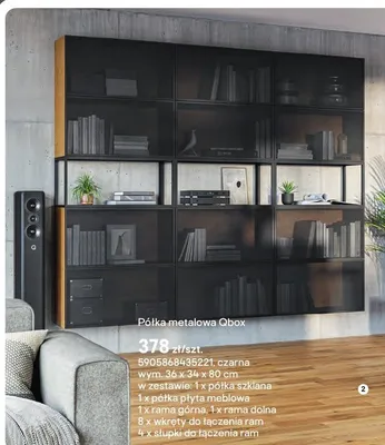 Półka metalowa Qbox czarna wym. 36x34x80cm promocja w Castorama