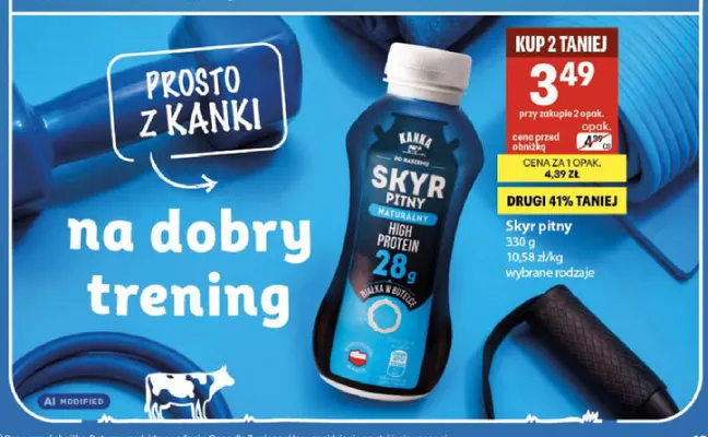 Skyr pitny Kanka promocja w Delikatesy Centrum