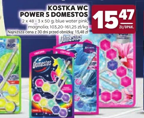 Kostka wc Power 5 Domestos blue water pink promocja w Stokrotka