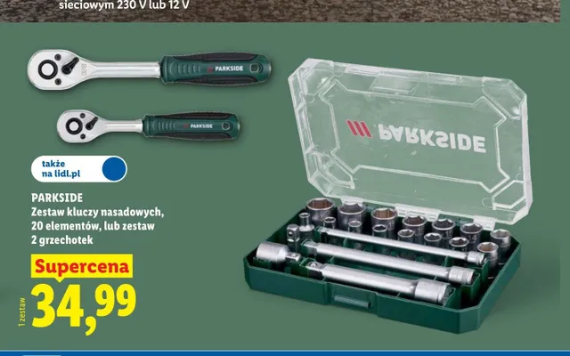 Zestaw kluczy nasadowych PARKSIDE 20 elementów promocja w Lidl