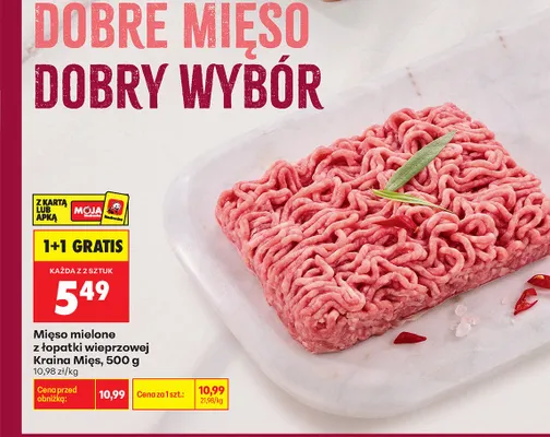Mięso mielone z łopatki wieprzowej Kraina Mięs promocja w Biedronka