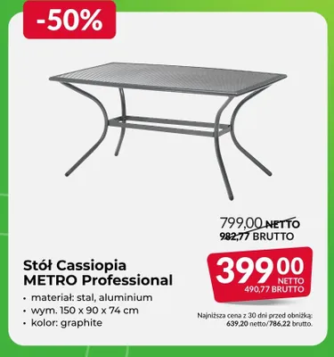 Stół ogrodowy Cassiopia METRO Professional promocja w Makro