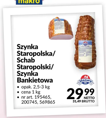 Szynka Staropolska Mazury promocja w Makro