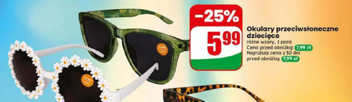 Okulary przeciwsłoneczne dziecięce promocja w Dino