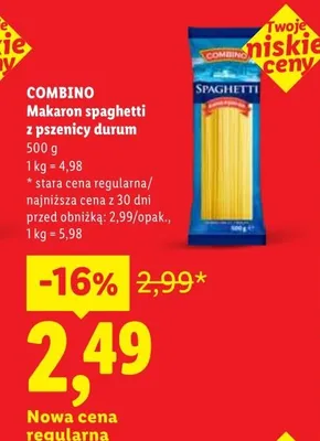 Makaron spaghetti z pszenicy durum Combino promocja w Lidl