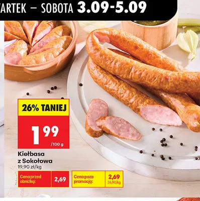 Kiełbasa z Sokołowa promocja w Biedronka