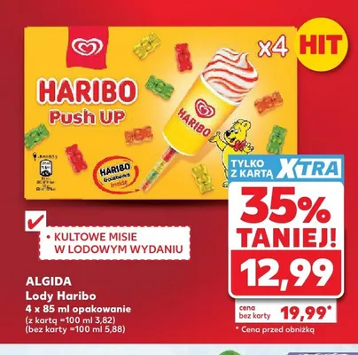 Lody Haribo Push UP Algida 4-pak 85 ml promocja w Kaufland