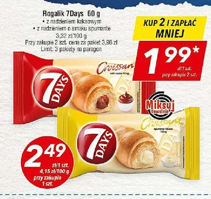 Rogalik 7Days z nadzieniem kakaowym promocja w LEWIATAN