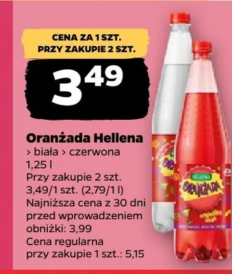 Napój oranżada Hellena biała i czerwona promocja w Netto