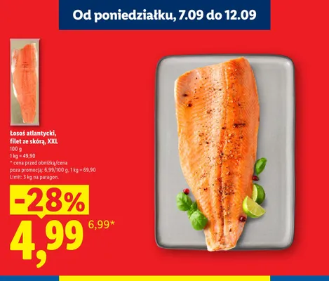Łosoś atlantycki filet ze skórą XXL promocja w Lidl