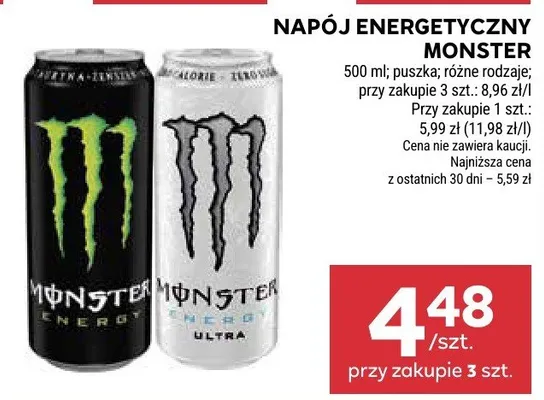 Napój energetyczny Monster promocja w Stokrotka