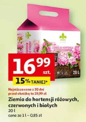 Ziemia do hortensji różowych, czerwonych i białych promocja w Auchan