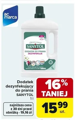 Dodatek dezynfekujący do prania Sanytol promocja w Carrefour