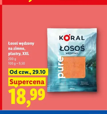 Łosoś wędzony na zimno plastry XXL promocja w Lidl