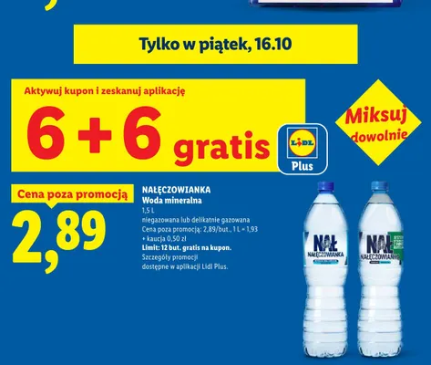 Woda mineralna delikatnie gazowana Nałęczowianka promocja w Lidl