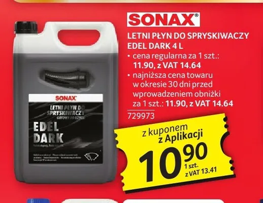 Letni płyn do spryskiwaczy SONAX Edel Dark 4l promocja w Selgros