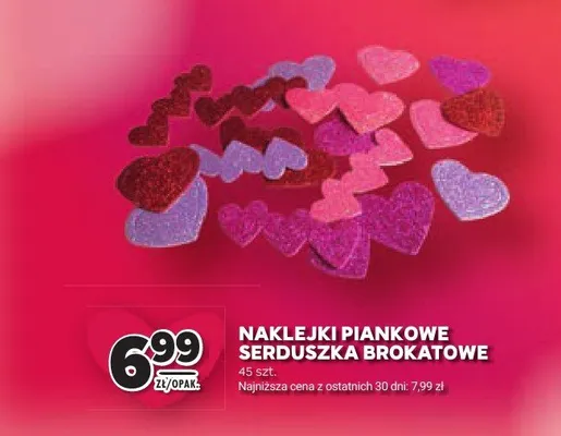 Naklejki piankowe serduszka brokatowe promocja w Stokrotka