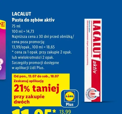 Pasta do zębów Lacalut Aktiv promocja w Lidl