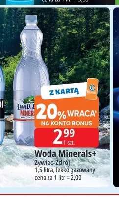 Woda gazowana Minerals+ Żywiec-Zdrój lekko gazowany promocja w Leclerc