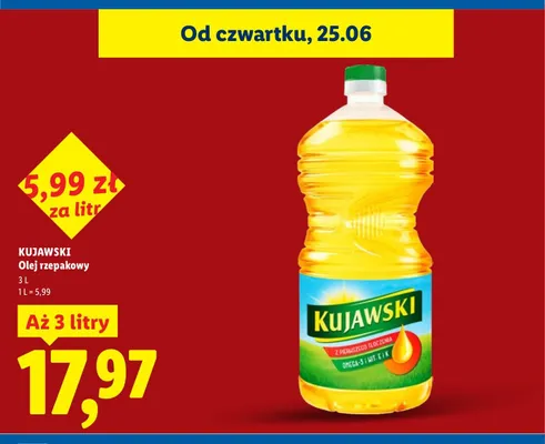 Olej rzepakowy Kujawski promocja w Lidl