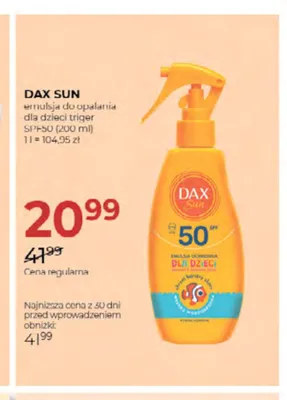 Emulsja do opalania dla dzieci Dax Sun triger SPF50 promocja w Drogerie Jawa