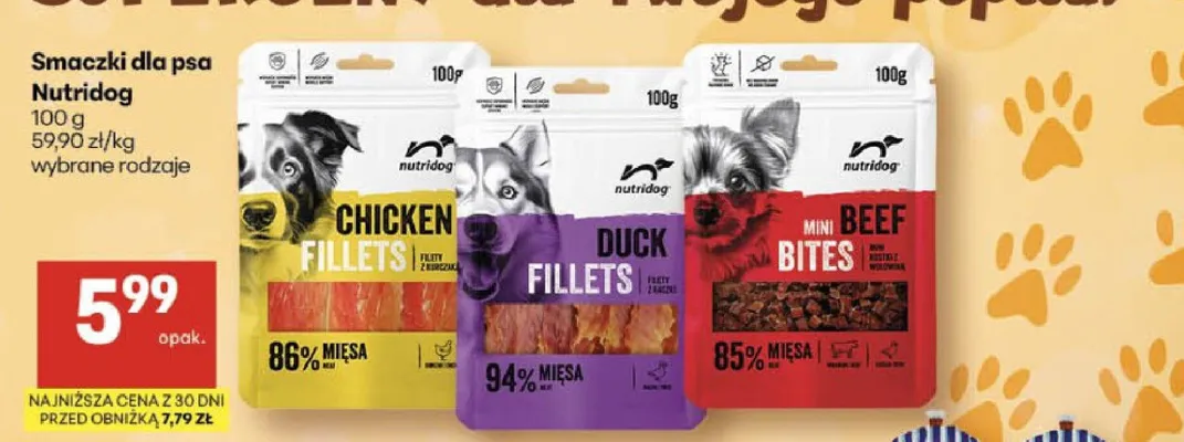 Smaczki dla psa Nutridog Mini Beef Bites promocja w Delikatesy Centrum