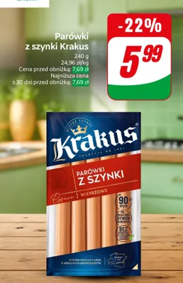 Parówki z szynki wieprzowe promocja w Dino
