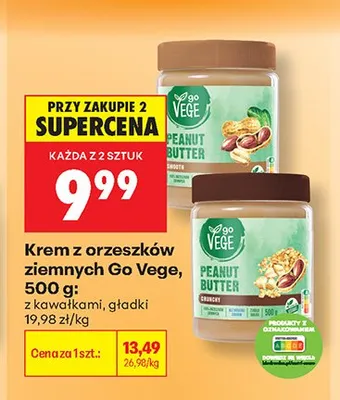 Krem z orzeszków ziemnych Go Vege z kawałkami promocja w Biedronka