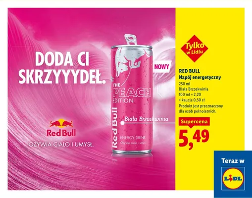 Napój energetyczny Biała Brzoskwinia 250 ml promocja w Lidl