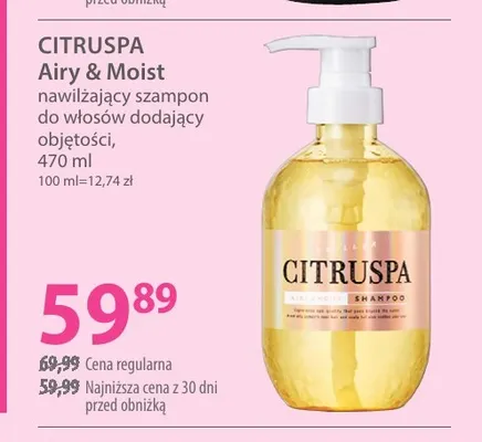 Nawilżający szampon do włosów dodający objętości Airy & Moist Citruspa promocja w Hebe