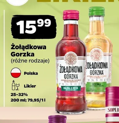 Likier Żołądkowa Gorzka Rześka promocja w Netto