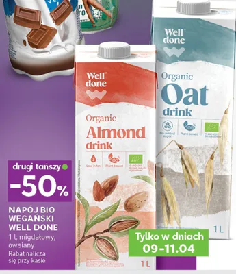 Napój bio wegański migdałowy, owsiany promocja w Stokrotka