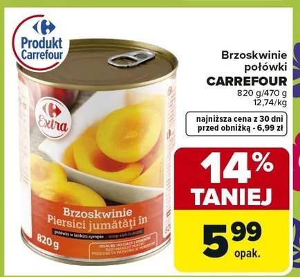 Brzoskwinie połówki promocja w Carrefour