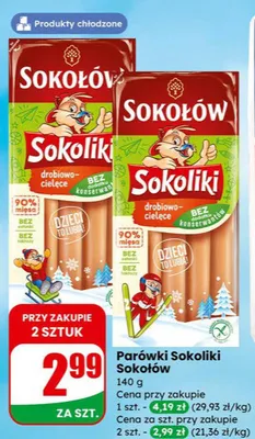 Parówki Sokoliki  promocja w Dino